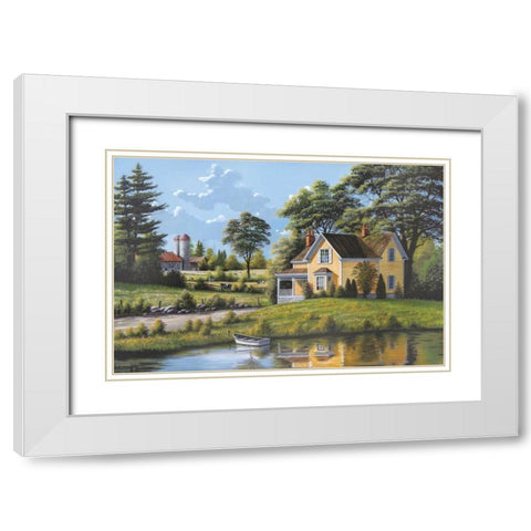 Yellow House White Modern Wood Framed Art Print with Double Matting by Saunders, Bill
