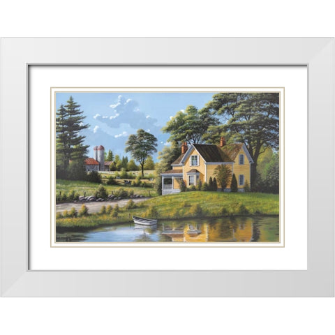Yellow House White Modern Wood Framed Art Print with Double Matting by Saunders, Bill