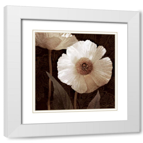 Paisley Poppy II White Modern Wood Framed Art Print with Double Matting by Mallett, Keith