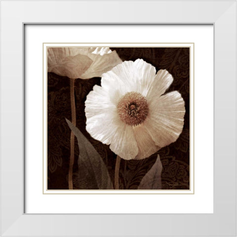 Paisley Poppy II White Modern Wood Framed Art Print with Double Matting by Mallett, Keith