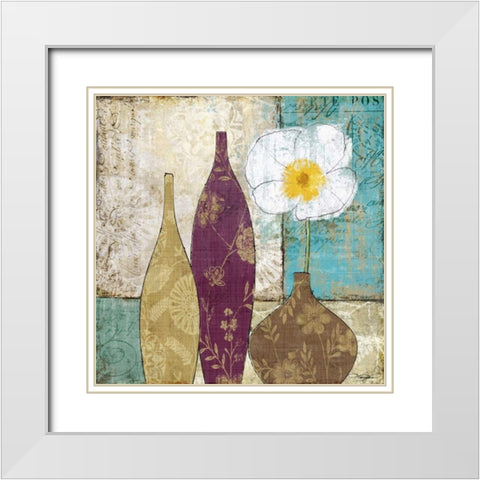 Le Pavot Blanc White Modern Wood Framed Art Print with Double Matting by Mallett, Keith