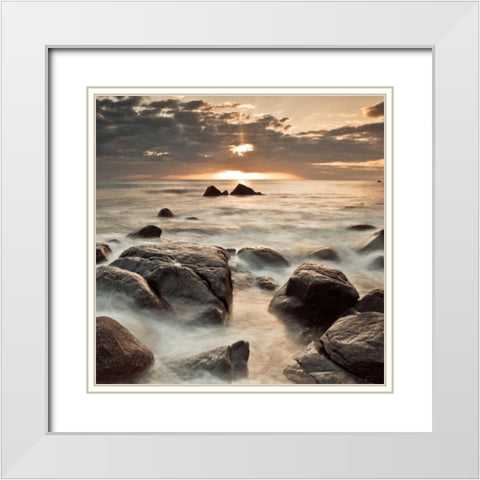 Midnight Sunrise White Modern Wood Framed Art Print with Double Matting by Frank, Assaf