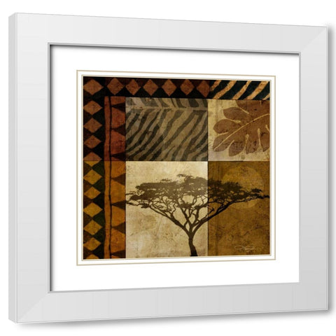 Acacia Sunrise I White Modern Wood Framed Art Print with Double Matting by Mallett, Keith