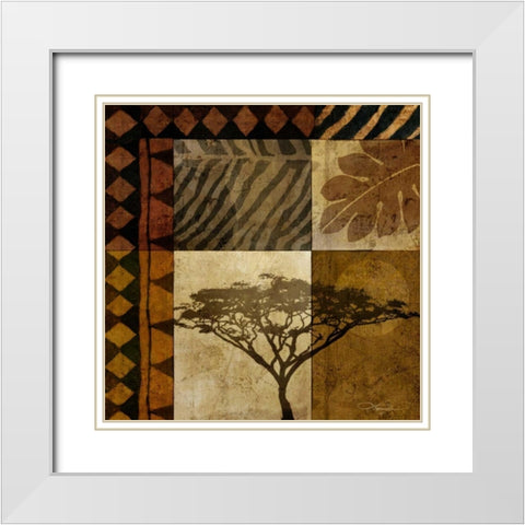 Acacia Sunrise I White Modern Wood Framed Art Print with Double Matting by Mallett, Keith