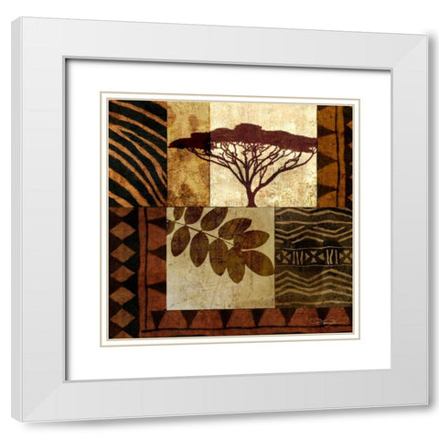 Acacia Sunrise II White Modern Wood Framed Art Print with Double Matting by Mallett, Keith