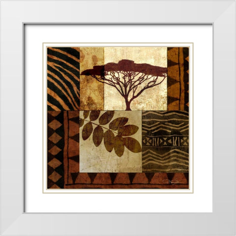 Acacia Sunrise II White Modern Wood Framed Art Print with Double Matting by Mallett, Keith