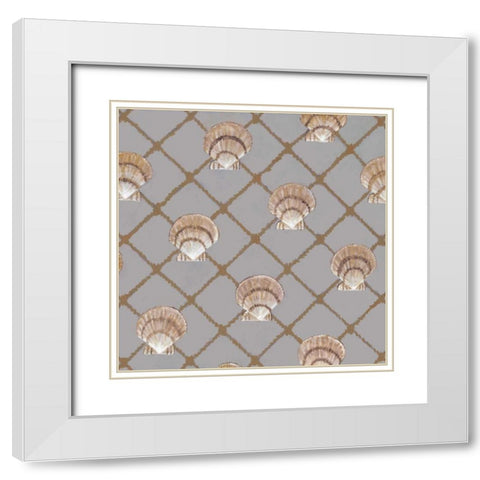 Scallop Shell Net White Modern Wood Framed Art Print with Double Matting by Fisk, Arnie