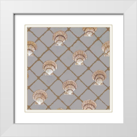 Scallop Shell Net White Modern Wood Framed Art Print with Double Matting by Fisk, Arnie