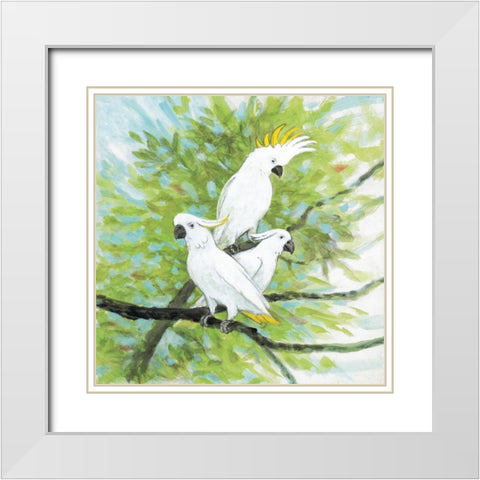 Cockatoos White Modern Wood Framed Art Print with Double Matting by Fisk, Arnie