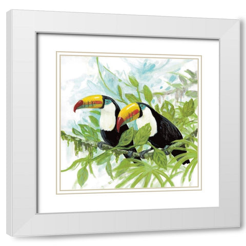 Toucans White Modern Wood Framed Art Print with Double Matting by Fisk, Arnie
