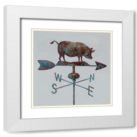 Rural Relic Pig White Modern Wood Framed Art Print with Double Matting by Fisk, Arnie