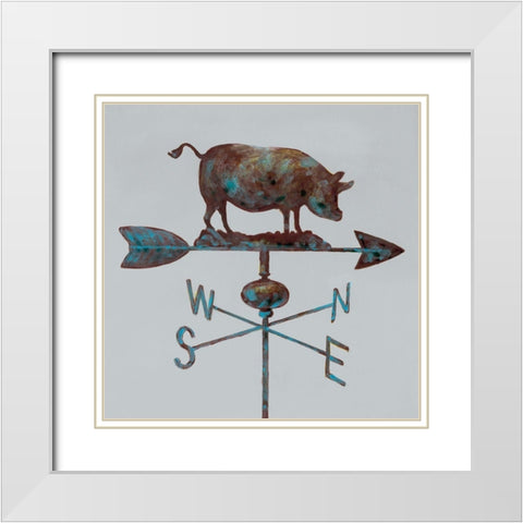 Rural Relic Pig White Modern Wood Framed Art Print with Double Matting by Fisk, Arnie