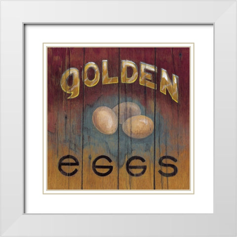 Golden Eggs White Modern Wood Framed Art Print with Double Matting by Fisk, Arnie