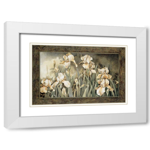 Field of Irises White Modern Wood Framed Art Print with Double Matting by Thompson, Linda