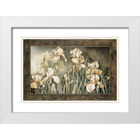 Field of Irises White Modern Wood Framed Art Print with Double Matting by Thompson, Linda