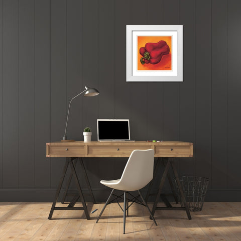Red Pepper White Modern Wood Framed Art Print with Double Matting by Rafuse, Will