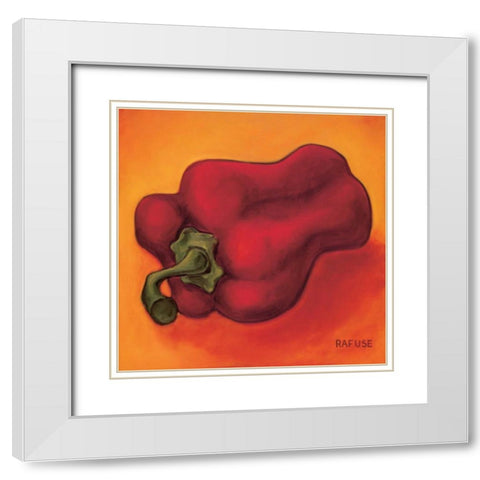 Red Pepper White Modern Wood Framed Art Print with Double Matting by Rafuse, Will