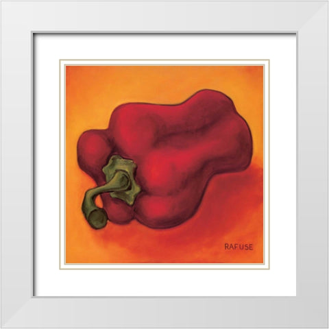 Red Pepper White Modern Wood Framed Art Print with Double Matting by Rafuse, Will