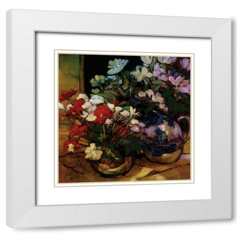 Bouquet for Two White Modern Wood Framed Art Print with Double Matting by Craig, Philip