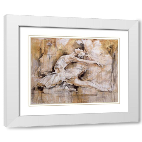 Swan Lake White Modern Wood Framed Art Print with Double Matting by Gottfried, Marta
