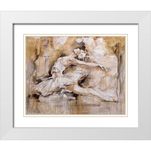 Swan Lake White Modern Wood Framed Art Print with Double Matting by Gottfried, Marta