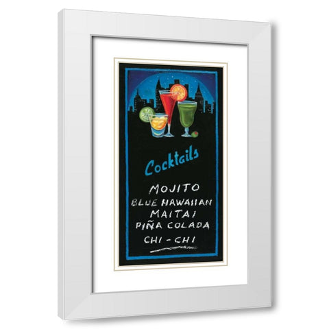 Cocktails White Modern Wood Framed Art Print with Double Matting by Rafuse, Will