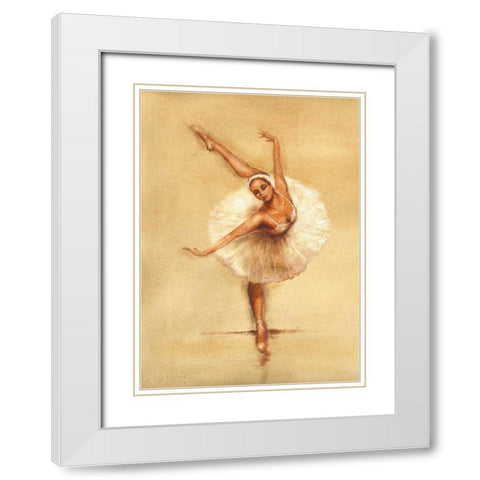 Ballerina I White Modern Wood Framed Art Print with Double Matting by Gold, Caroline