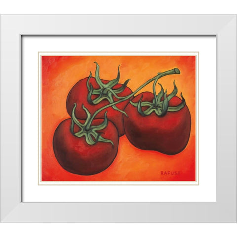 Three Tomatoes White Modern Wood Framed Art Print with Double Matting by Rafuse, Will