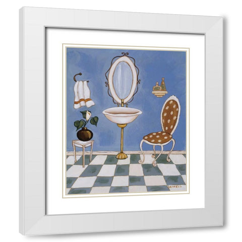 Blue Mood I White Modern Wood Framed Art Print with Double Matting by Sewell, Krista