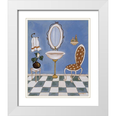 Blue Mood I White Modern Wood Framed Art Print with Double Matting by Sewell, Krista