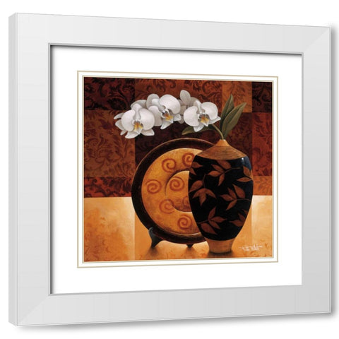 Orquidea Linda II White Modern Wood Framed Art Print with Double Matting by Mallett, Keith