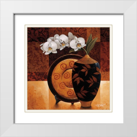 Orquidea Linda II White Modern Wood Framed Art Print with Double Matting by Mallett, Keith
