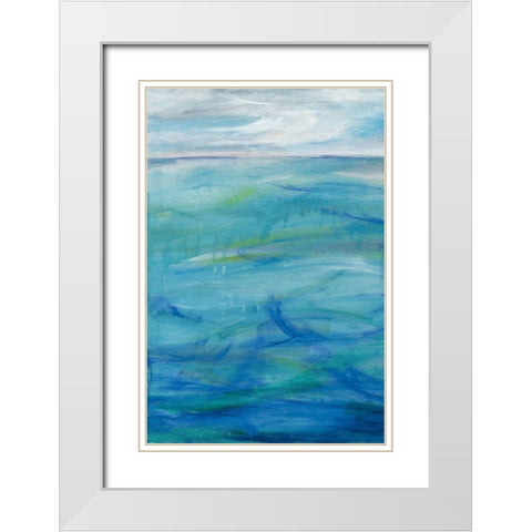 Deep Blue I White Modern Wood Framed Art Print with Double Matting by Eider, Georgia