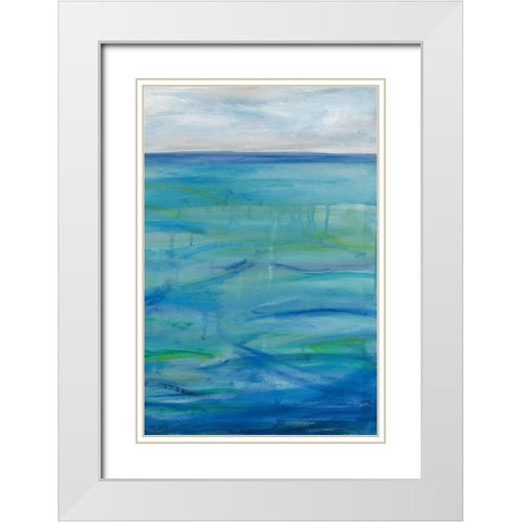 Deep Blue III White Modern Wood Framed Art Print with Double Matting by Eider, Georgia