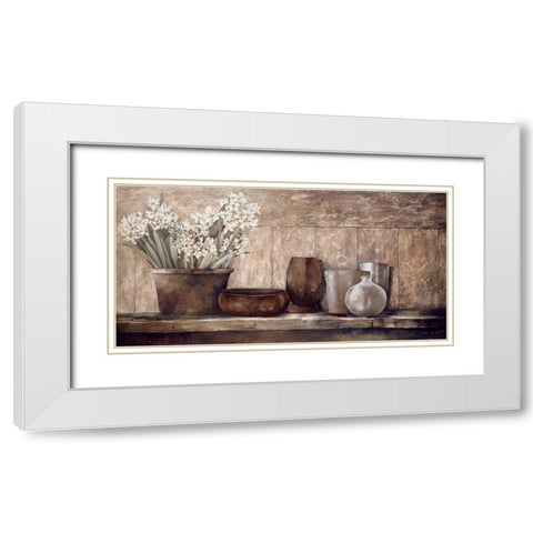 Hyacinth on a Sideboard White Modern Wood Framed Art Print with Double Matting by Thompson, Linda
