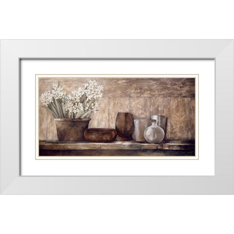 Hyacinth on a Sideboard White Modern Wood Framed Art Print with Double Matting by Thompson, Linda
