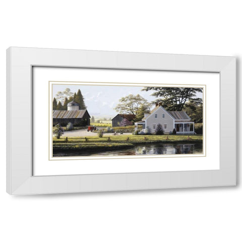 The Red Tractor White Modern Wood Framed Art Print with Double Matting by Saunders, Bill