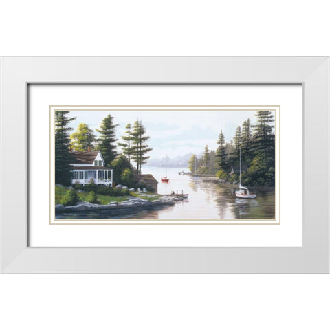 Cottage Country White Modern Wood Framed Art Print with Double Matting by Saunders, Bill