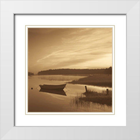 Misty Morning White Modern Wood Framed Art Print with Double Matting by Sleeper, Mike