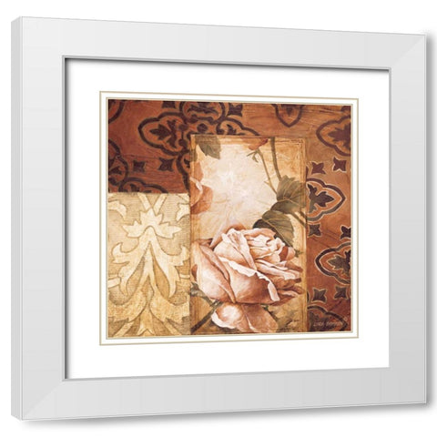 Linen Roses I White Modern Wood Framed Art Print with Double Matting by Thompson, Linda