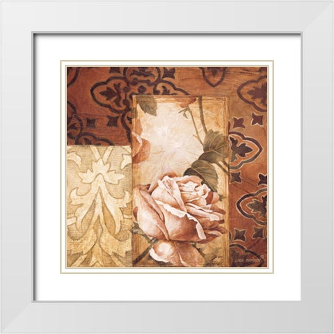 Linen Roses I White Modern Wood Framed Art Print with Double Matting by Thompson, Linda