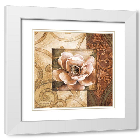 Linen Roses II White Modern Wood Framed Art Print with Double Matting by Thompson, Linda