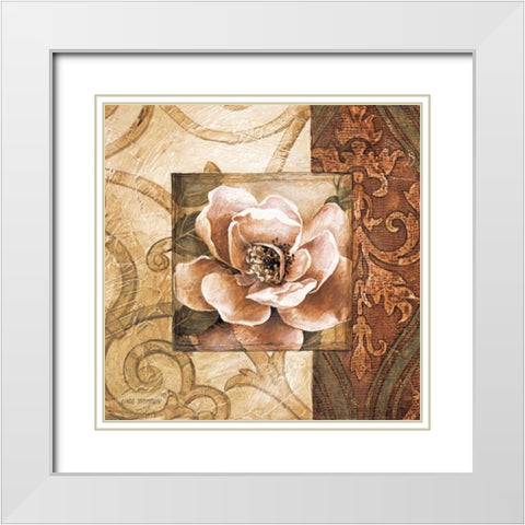 Linen Roses II White Modern Wood Framed Art Print with Double Matting by Thompson, Linda