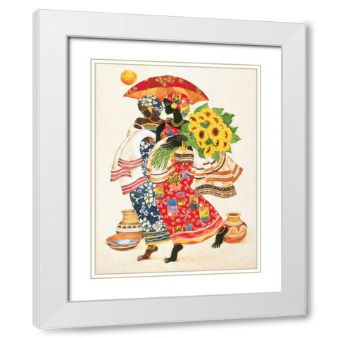 Sunflowers White Modern Wood Framed Art Print with Double Matting by Mallett, Keith