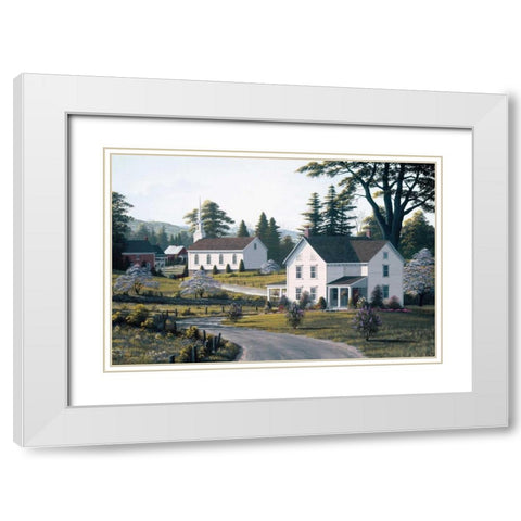 Apple Blossom Time White Modern Wood Framed Art Print with Double Matting by Saunders, Bill