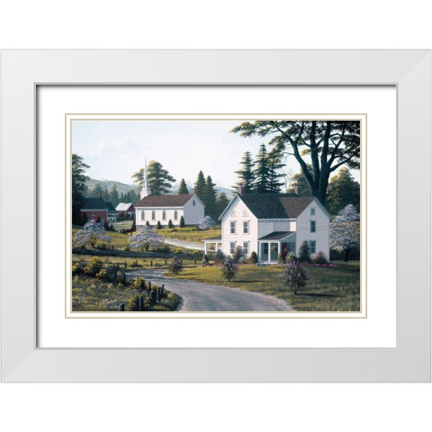 Apple Blossom Time White Modern Wood Framed Art Print with Double Matting by Saunders, Bill