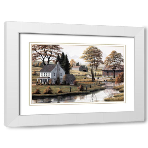 Autumn Grazing White Modern Wood Framed Art Print with Double Matting by Saunders, Bill