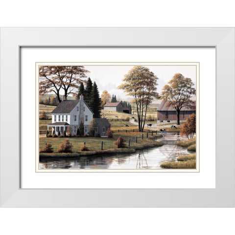 Autumn Grazing White Modern Wood Framed Art Print with Double Matting by Saunders, Bill
