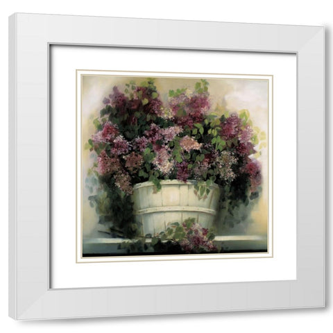Lilac Gathering White Modern Wood Framed Art Print with Double Matting by Dern, Andrea