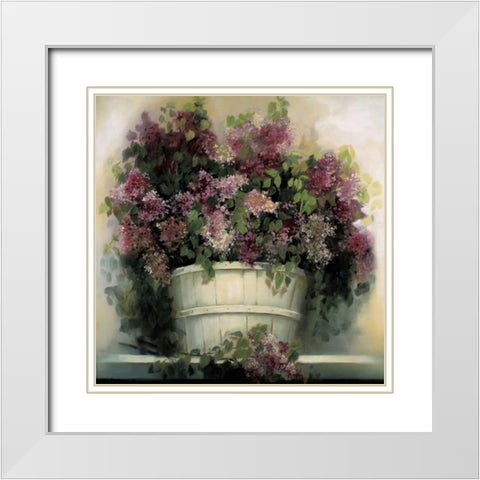 Lilac Gathering White Modern Wood Framed Art Print with Double Matting by Dern, Andrea